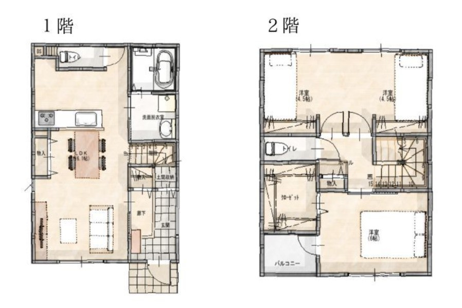 高知市介良　3号地　新築一戸建ての間取り|3040万円　土地面積103.76㎡　建物面積84.45㎡　3LDK