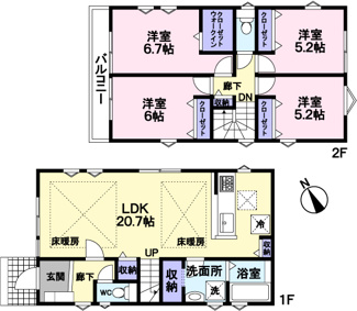 【間取り】 | 府中市紅葉丘１丁目新築戸建 | 小学校・中学校が近く、子育てに適したエリアです。収納たっぷりで便利です。