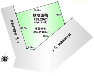 【土地図】 | 狭山市水野　建築条件なし売地　西武新宿線『入曽駅』徒歩10分　【南小学区】