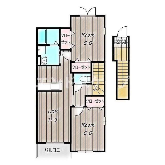 メゾン・アンソレイエ　Ⅱの間取り|高崎、前橋のお部屋探しはエンドスケープまで！お客様の理想お聞かせ下さい♪
