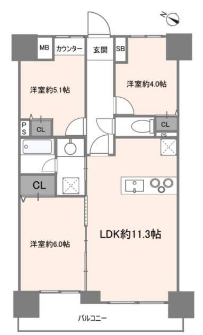 プランヴェール吉野町【仲介手数料無料】の間取り