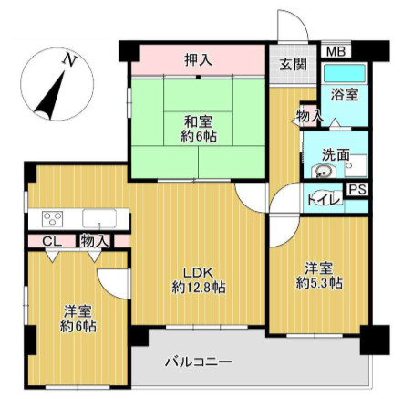 【間取り】 | プレステージ姫路西飾磨　10階 | 最上階の角部屋　3LDKです。