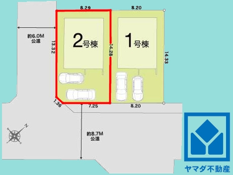 草津市西矢倉３丁目　第1期　2号棟の区画図