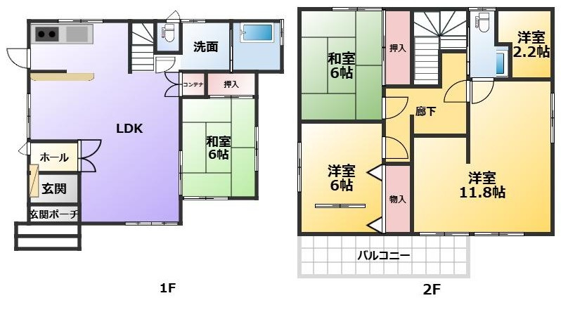 笛吹市石和町四日市場の中古一戸建の間取り