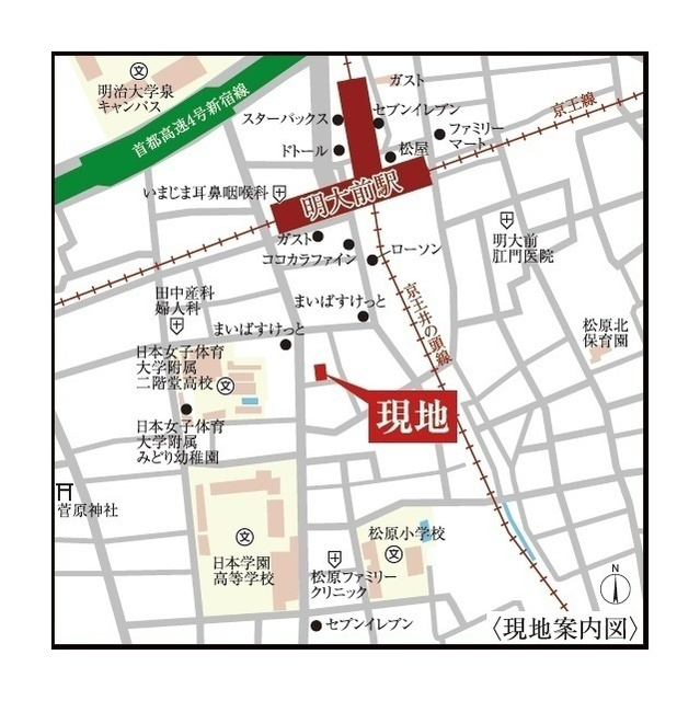 ウェルスクエアイズム明大前の地図