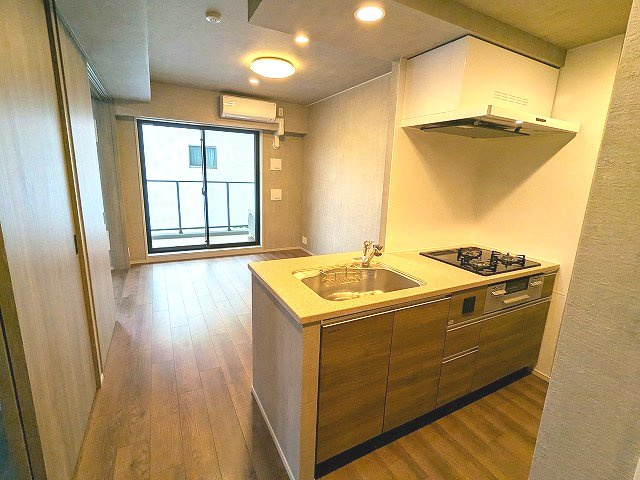 Dimus根岸の設備|カウンターキッチン、インターネット無料、リビング各洋室にエアコンと照明付、リビングと5帖洋室はバルコニーに面した開放感あるお部屋です