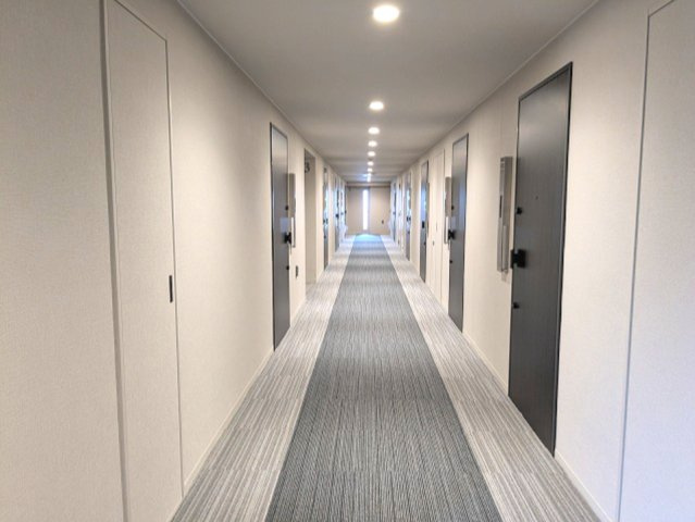 Dimus根岸の設備|清潔な絨毯張りの内廊下設計です