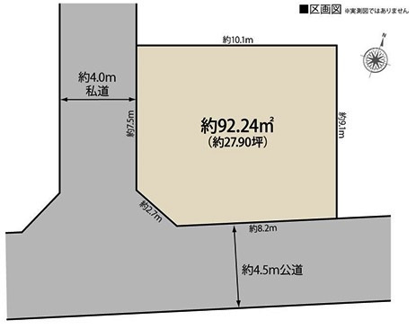 狭山市富士見1丁目　建築条件なし売地　西武新宿線『狭山市駅』徒歩7分　【富士見小学区】の土地図