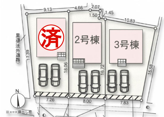 クレイドルガーデン貝塚市地藏堂第1新築分譲住宅の区画図