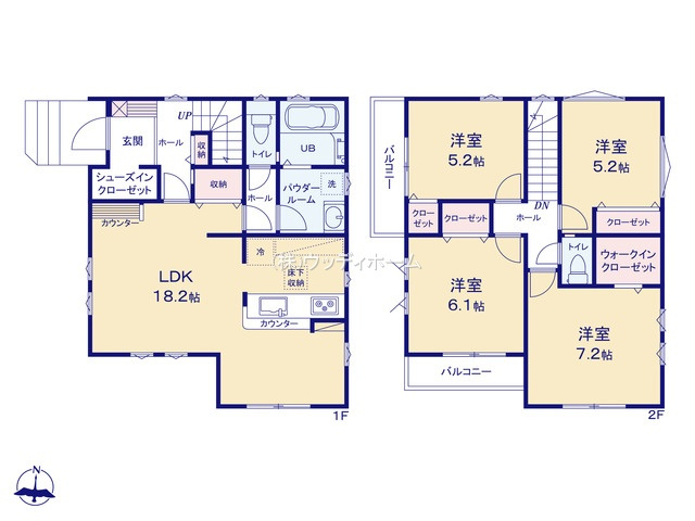 越谷市登戸町2期　新築一戸建ての間取り