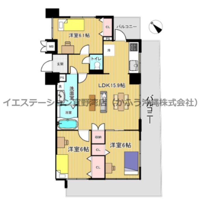 ライオンズマンション真志喜の間取り