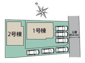 秦野市弥生町　新築戸建　全2棟2号棟の区画図