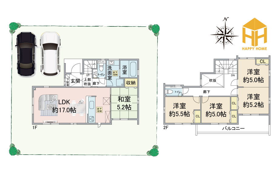 ブルーミングガーデン逆瀬台5丁目新築一戸建て|4LDK+並列駐車2台可の間取り|※現況と図面が異なる場合現況を優先いたします。