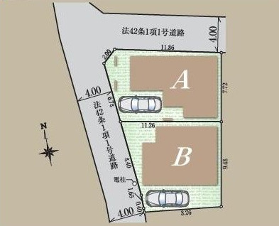 練馬区南田中5丁目　太陽光発電搭載　認定低炭素住宅　限定2棟の区画図|開放的な角地含む全2棟♪低炭素住宅の誕生です♪