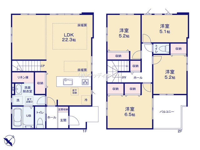 越谷市瓦曽根5期　新築一戸建て　4号棟の間取り