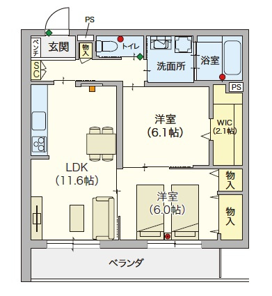 （シニア限定）サニーヒルズ湘南の間取り|シニアに優しい充実した設備