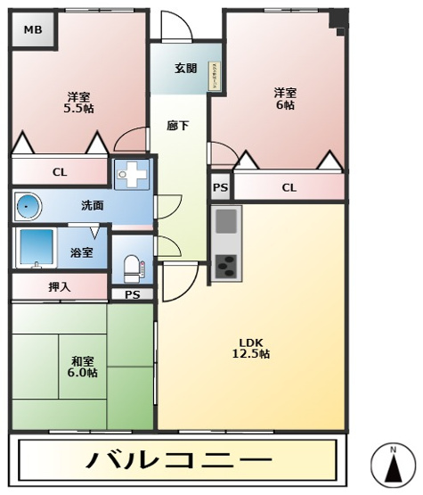 【間取り】 |  デュオ柏原8号棟