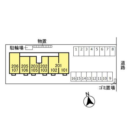 柏崎市常盤台のアパートの区画図