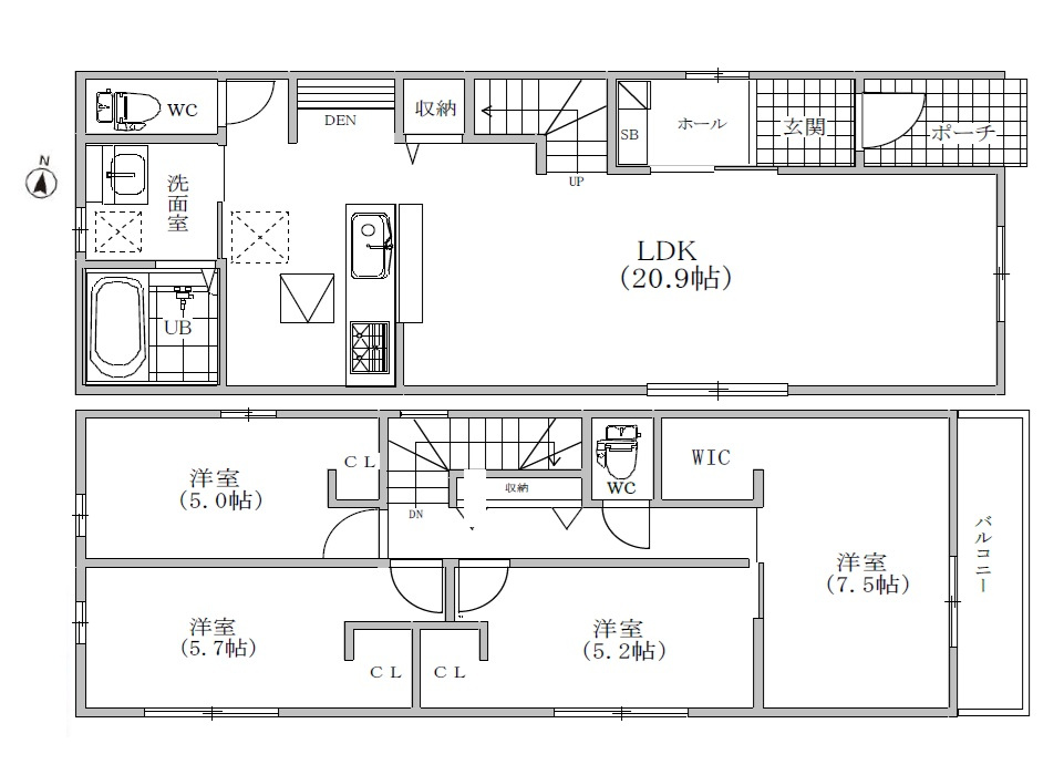 加古郡播磨町東本荘1丁目（全3棟）1号棟の間取り|4LDKです。