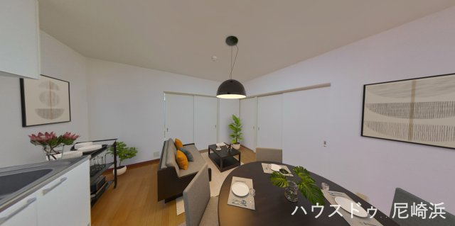イスズハイツベル大鹿の居間・リビング|■【現在居住中】2019年5月内装リフォーム済みで室内綺麗♪ダイニングテーブル＋ソファや収納家具を置いても導線を確保できる広々約9.3帖！（家具はイメージ写真になります）