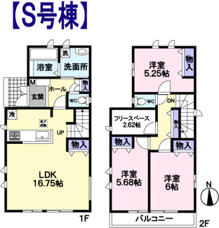 【間取り】 | 府中市日新町5丁目新築戸建 | ２階ホールに接したフリーワークスペースは、快適な在宅ワークのスペースとしても活用できる、機能的な空間です。