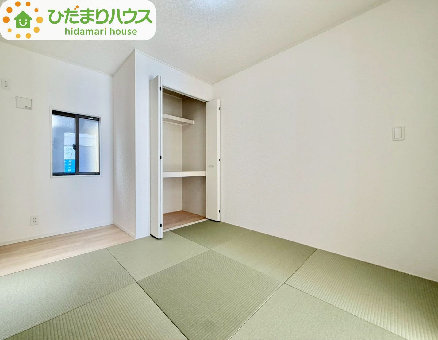 野田市七光台第19　新築戸建　2号棟の和室|和室にも大容量のクローゼット完備！お布団やお子様のおもちゃなどがスッキリ収納できますね(^^♪							
