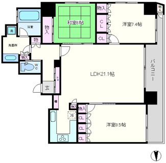 【間取り】 | リーガル北心斎橋Ⅱ | リーガル北心斎橋II　間取り