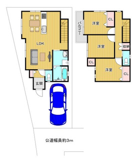 【土地図＋建物プラン例】 | 【建物参考プラン例】建築も可能です！建物価格１，８７０万円、建物面積２５坪