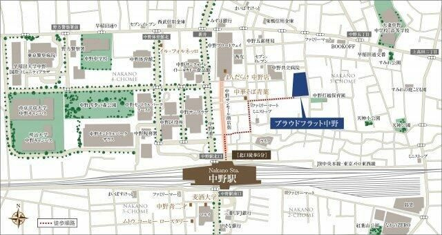 プラウドフラット中野の地図