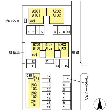 セジュールアルカディア　Ｂ棟の区画図