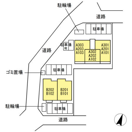 グランシャリオ穴橋 B棟の駐車場