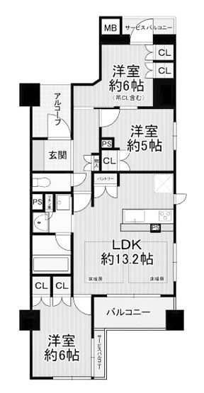 【間取り】 | イーグルコート山科椥辻ステーションフロント | 専有面積66.5㎡