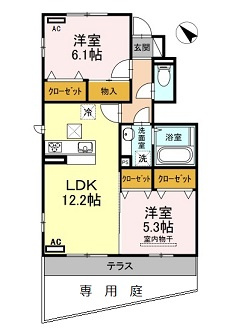 広島市安佐北区可部７丁目のアパートの間取り