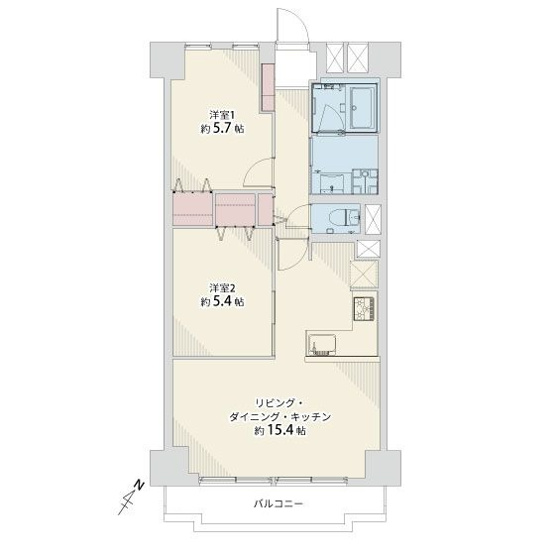 【間取り】 | ビレッタ百道 | リフォーム済みで気持ちよく新生活を始められます。設備充実の明るい2LDKです
