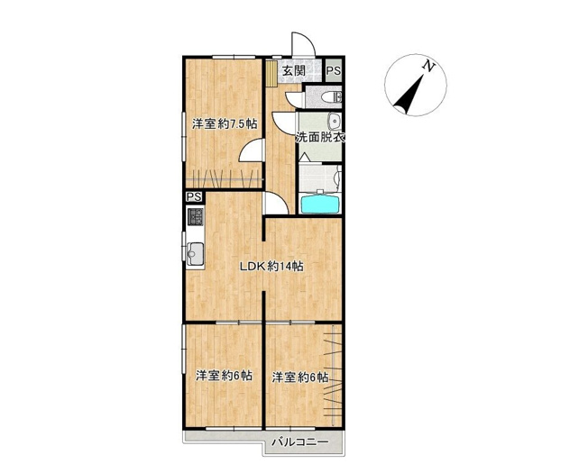 【間取り】 | スカイマンション南福岡 | 4DKから3LDKへの間取り変更を行い、居室もリビングもゆったりと過ごせる空間に生まれ変わりました