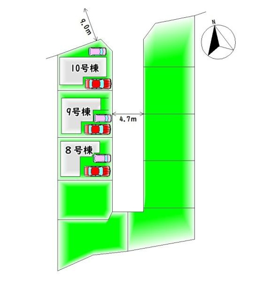 【区画図】 | 只今3棟販売中・カースペース2台分♪