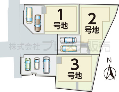 【区画図】 | 大和郡山市東岡町の新築一戸建 全３区画 | 全体区画図