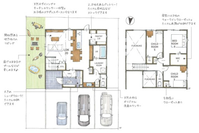 【完成予想図】 | 若草５丁目 売土地 | 近くの青山モデルの間取りです。