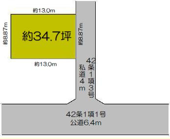 野田市木間ケ瀬　売地　34坪の土地図