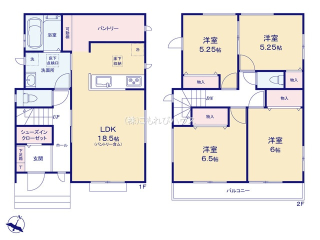 上尾市大字上尾下　4期　新築一戸建て　ハートフルタウン　Bの間取り|上尾市大字上尾市下　4期　新築一戸建て　ハートフルタウン　B、4LDK、土地面積128.33m2、建物面積99.78m2