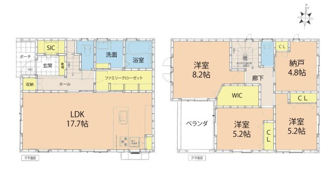 広島市佐伯区隅の浜2丁目　新築一戸建ての間取り