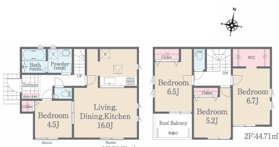 小田原市栢山の新築一戸建の間取り