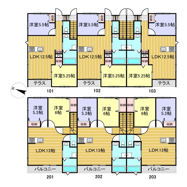 セラスの間取り|2LDK×6部屋です。