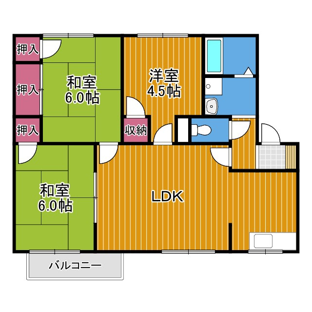 北浦第二ハイツの間取り