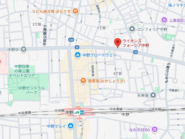 ライオンズフォーシア中野の地図