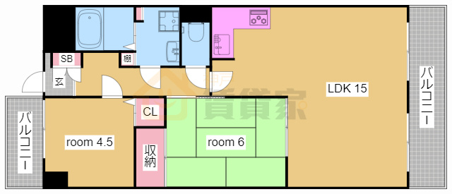 神戸市兵庫区塚本通８丁目の賃貸マンションの間取り