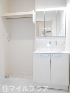 【独立洗面台】 | 郡山市喜久田町入ノ内新築一戸建て1棟 | 独立洗面台あり、毎朝おしゃれに忙しい女性の方におすすめです
