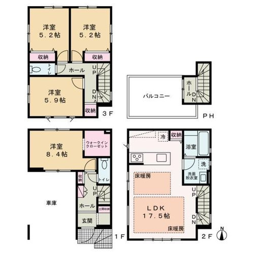 『八王子市新築戸建て』八王子市子安町4-26-3【仲介手数料無料】　４期の間取り|～仲介手数料無料☆八王子ひなた不動産～　八王子市子安町　新築戸建て