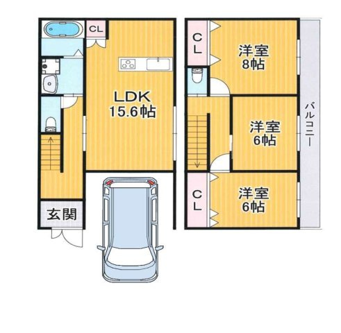 寝屋川市菅相塚町　中古戸建ての間取り