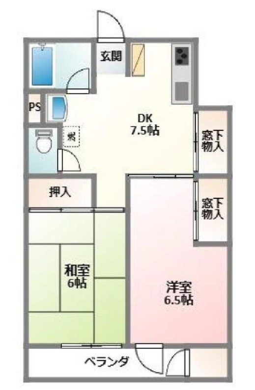 明石市別所町の賃貸マンションの間取り
